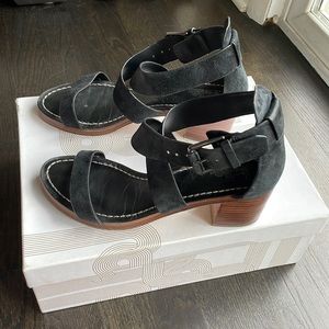Black suede sandals